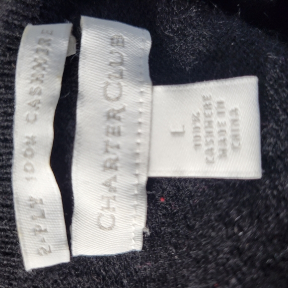 Womans Charter Club 2 Ply Cashmere Black Argyle Size Large - Picture 3 of 5